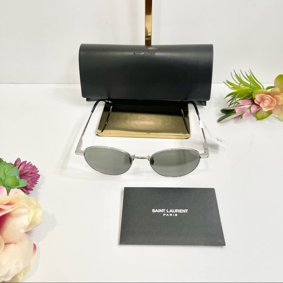 NEW Saint Laurent YSL Unisex Silver SL 533 Sunglasses in Black main image 4